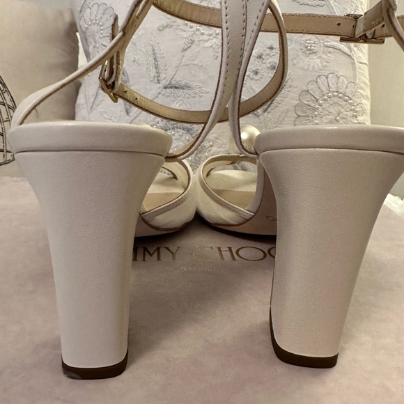 Jimmy Choo Sacaria 85 Tulle Pearl Ankle Strap Sandal heels ivory white size 39.5 - Picture 11 of 13